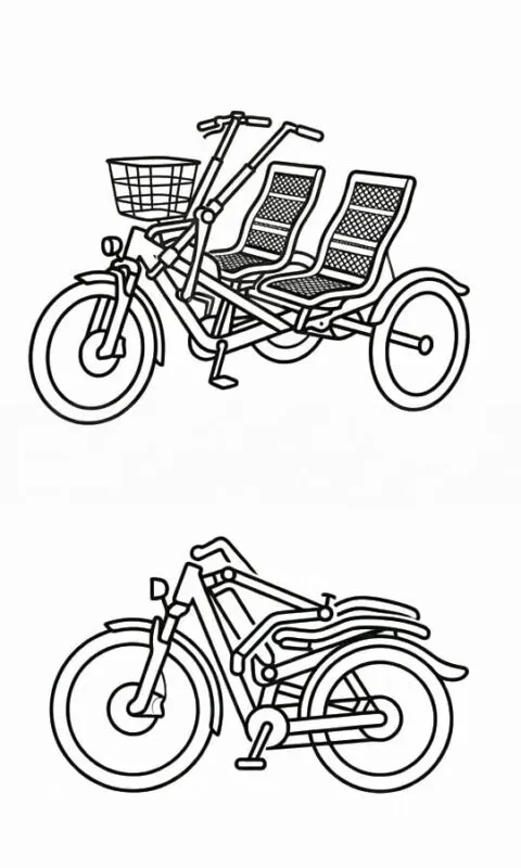 Icon für Paralleltandem - normal und zusammengeklappt